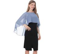 Baoqiya Chales y envolturas para mujer para vestidos de noche, chal suave de gasa para dama de honor, capa de gasa para cubrir la boda, Gris azulado, Talla única