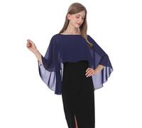 Baoqiya Chales y envolturas para mujer para vestidos de noche, chal suave de gasa para dama de honor, capa de gasa para cubrir la boda, marino, Talla única