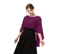 Baoqiya Women's Capelet Shawls and Wraps for Evening Dresses Soft Bridesmaid Shawl Chiffon Cape Wedding Cover Up (Purple)