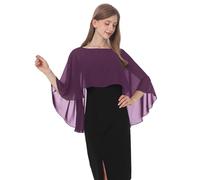 Baoqiya Chales y envolturas para mujer para vestidos de noche, chal suave de gasa para dama de honor, capa de gasa para cubrir la boda, Púrpura (Plum Purple), Talla única