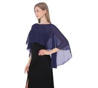 Baoqiya Chales y envolturas para mujer para vestidos de noche, chal suave de gasa para dama de honor, capa de gasa para cubrir la boda, marino, Talla única