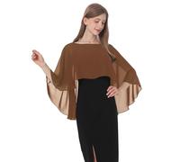 Baoqiya Chales y envolturas para mujer para vestidos de noche, chal suave de gasa para dama de honor, capa de gasa para cubrir la boda, Marrón, Talla única