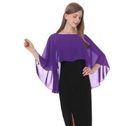 Baoqiya Women's Capelet Shawls and Wraps for Evening Dresses Soft Bridesmaid Shawl Chiffon Cape Wedding Cover Up (Purple3)
