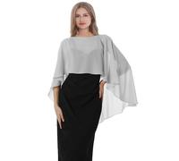 Baoqiya Chales y envolturas para mujer para vestidos de noche, chal suave de gasa para dama de honor, capa de gasa para cubrir la boda, Gris, Talla única