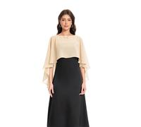 Baoqiya Chales y envolturas para mujer para vestidos de noche, chal suave de gasa para dama de honor, capa de gasa para cubrir la boda, Champán, Talla única