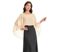 Baoqiya Chales y envolturas para mujer para vestidos de noche, chal suave de gasa para dama de honor, capa de gasa para cubrir la boda, Champán, Talla única