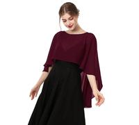 Baoqiya Chales y envolturas para mujer para vestidos de noche, chal suave de gasa para dama de honor, capa de gasa para cubrir la boda, Borgoña, Talla única