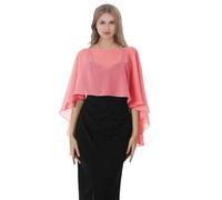 Baoqiya Chales y envolturas para mujer para vestidos de noche, chal suave de gasa para dama de honor, capa de gasa para cubrir la boda, Coral, Talla única