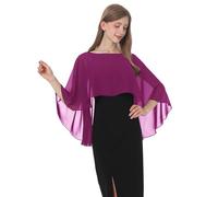 Baoqiya Women's Capelet Shawls and Wraps for Evening Dresses Soft Bridesmaid Shawl Chiffon Cape Wedding Cover Up (Purple)