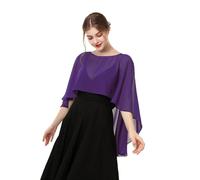 Baoqiya Women's Capelet Shawls and Wraps for Evening Dresses Soft Bridesmaid Shawl Chiffon Cape Wedding Cover Up (Purple3)