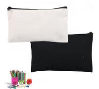 BAOSROY Necesers Tela,Bolsa Lona Cremallera,Neceser Tela Blanco DIY,Neceser Telas Pequeño,Bolsas de Lona para Lápices,para Niño Niña (2pcs)