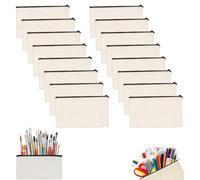 BAOSROY Necesers Tela,Bolsa Lona Cremallera,Neceser Tela Blanco DIY,Neceser Telas Pequeño,Bolsas de Lona para Lápices,para Niño Niña,16PCS