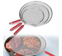 BAOSROY Protector Salpicaduras Cocina,3pcs Antisalpicaduras Cocina,Pantalla Antisalpicaduras,Tapa Antisalpicaduras con Mango,Protector Pantalla Antisalpicaduras Acero Inoxidable