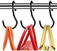 Baoswi Paquete de 12 perchas para armario, diseño único de giro, ganchos para colgar bolsos, bolsos, cinturones, bufandas, sombreros, ropa, sartenes y ollas, color negro