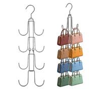 Baoswi Paquete de 2 Perchas de Almacenamiento para Bolsos - Organizador de Armario de 4 Niveles - Soporte Colgante con Gancho de Metal Plateado