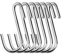 Baoswi Paquete de 20 ganchos en S resistentes de 6 cm en forma de S, ganchos grandes para cocina, baño, dormitorio y oficina (plateado)