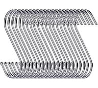 Baoswi Paquete de 20 ganchos en S resistentes de 9 cm en forma de S, ganchos grandes para cocina, baño, dormitorio y oficina (plateado)