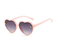 baotongle Gafas de sol para niñas, con forma de corazón, para fiestas, para verano, vacaciones, playa, al aire libre, Rosa/gris