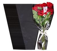 baotongle Paquete de 20 bolsas de flores para ramos de flores negras para ramos bolsas con cinta para el día de San Valentín, cumpleaños, boda, graduación, día del padre (negro)