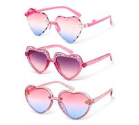 baotongle Paquete de 3 lentes de sol para niñas con forma de corazón, protección UV, para fiestas, para verano, vacaciones, playa, al aire libre, rosa 1
