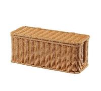 BaotyJie Organizador de Cables Caja Rectangular Gestionador de Cordones Almacenamiento de Rattan Funcional para Oficina Hogar, Caja Organizadora De Cables con Una Abertura