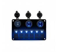 BaotyJie Panel de Interruptores de Aluminio Panel Tablero Controlador Conmutador con Controles Basculantes USB y Voltímetro en Aluminio con Luz LED para Baja