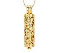 BAOWIQI Collar cilíndrico para cenizas de cremación, joyería de árbol de la vida, para mujeres y hombres, vial, colgante de cenizas de cremación, collar de urna conmemorativa, colgante de recuerdo de