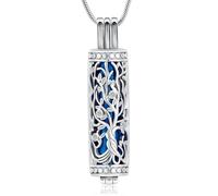 BAOWIQI Collar cilíndrico para cenizas de cremación, joyería de árbol de la vida, para mujeres y hombres, vial, colgante de cenizas de cremación, collar de urna conmemorativa, colgante de recuerdo de