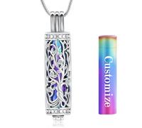 BAOWIQI Collar cilíndrico para cenizas de cremación, joyería de árbol de la vida, para mujeres y hombres, vial, colgante de cenizas de cremación, collar de urna conmemorativa, colgante de recuerdo de