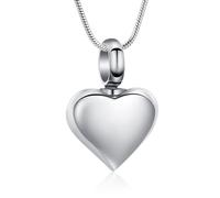 BAOWIQI Collar de urna de corazón pequeño, joyería de cremación para cenizas, colgante de urna conmemorativa de acero inoxidable para mujeres y hombres, joyería de ceniza, regalos de duelo con