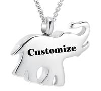 BAOWIQI Collar de urna de elefante, joyería de cremación para cenizas, colgante de urna conmemorativa de acero inoxidable para mujeres y hombres, joyería de ceniza, regalos de duelo con herramienta de