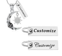 BAOWIQI Collar de urna de sol y luna para cenizas, joyería de cremación, colgante de urna conmemorativa de acero inoxidable para mujeres y hombres, joyería de ceniza, regalos de duelo con herramienta