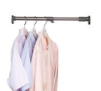 BAOYOUNI Barra de cortina de ducha extensible con cabeza ovalada recta para ventana, barra de tensión, barra de metal, colgador de ropa (gris, 15.75 a 23.6 pulgadas)