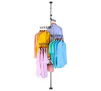 BAOYOUNI Capa 4 Piso Techo Esquina Ajustable Perchero Polo Ropa 20, tensión Ropa Tendedero, árbol de Capa Resistente de Metal