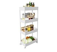 BAOYOUNI Cesta Enrollable Delgada Entre Lavadora, gabinete, Estante de Almacenamiento de plástico de pie, Unidades de lavandería, Organizador de Cuarto de baño, Bolsa de Ahorro de Espacio en Ruedas