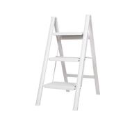 BAOYOUNI Escalera 3 Peldaños Taburete Plegable con Pedal Ancho Antideslizante Escalones Domestica Ligera y Portátil Multifunción para Hogar, Cocina, Oficina, Exteriores, Adultos, Blanca