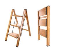BAOYOUNI Escalera plegable de 3 escalones, portátil, ligera, de aluminio, con pedales anchos antideslizantes, capacidad de 330 libras para el hogar, cocina, jardín, oficina, color negro + grano de