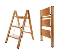 BAOYOUNI Escalera plegable de 3 escalones, portátil, ligera, de aluminio, con pedales anchos antideslizantes, capacidad de 330 libras para el hogar, cocina, jardín, oficina, color blanco + grano de