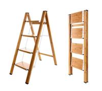 BAOYOUNI Escalera plegable de 4 escalones, portátil, ligera, de aluminio, con pedales anchos antideslizantes, capacidad de 330 libras para el hogar, cocina, jardín, oficina, color blanco + grano de