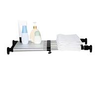 BAOYOUNI Estante de Almacenamiento Extensible para Armario Barra de Tensión Sin Taladro Ajustable Longitud 40-60cm Organizadora para Cocina, Baño, Lavadero, Garaje, Dormitorio, Negra