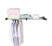 BAOYOUNI Estante extensible para armario, barra de tensión, percha de ropa, estante de almacenamiento ajustable, estantería de bricolaje, gabinete de cocina, baño, separador, organizador, negro