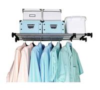 BAOYOUNI Estante extensible para armario, barra de tensión, percha de ropa, estante de almacenamiento ajustable, estantería de bricolaje, gabinete de cocina, baño, separador, organizador, negro