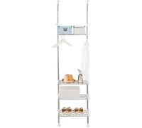 BAOYOUNI Estantería Telescópica Estante sobre Inodoro Lavadora con 4 Repisas Sin Taladrar, Ajustable en Altura y Anchura, Organizador de Almacenamiento para Baño Sala de Estar Cocina Terraza, Marfil
