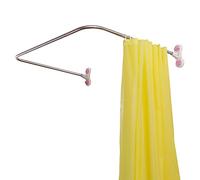 BAOYOUNI Extensible Barra Cortina Ducha Esquina Tipo U Raíl para Cortina de Ducha de Acero Inoxidable Sin Taladro Universal Soporte Barra Cortina de Ducha Varillas para Baño, Bañera, 98 x 102CM
