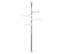 BAOYOUNI Perchero Extensible 4 Alas Tendedero Plegable Colgador Metal con Gancho Soporte de Techo a Piso Sin Taladrar Barra Telescópica Altura Ajustable para Sala Habitación y Balcón - Marfil