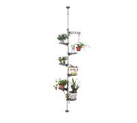 BAOYOUNI Soporte para Plantas Interior Telescópico 7 Niveles Estantes de Flores de Metal Altura Ajustable 230-290 cm, Estantería Macetas Decorativa para Balcón, Sala de Estar, Oficina, Gris