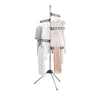 BAOYOUNI Tendedero Plegable con 5 Brazos Ajustables, Trípode Perchero de Pie para Colgar Ropa, Soporte de Almacenamiento Organizador, Ahorrar Espacio, para Interiores y Exteriores, 70 x 185 cm, Gris