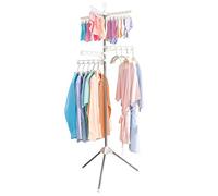 BAOYOUNI Tendedero Plegable para Secar Camisas Perchero de Pie Portátil Colgador de Ropa con 3 Ajustable Brazos y 24 Clips, Ahorrar Espacio, para Lavandería, Dormitorio, Balcón, Exterior
