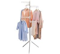BAOYOUNI Tendedero Plegable Trípode Perchero de Pie Vertical Portátil con 5 Brazos Ajustable Soporte para Colgar Ropa, para Balcón, Lavadero, Dormitorio, Interiores y Exteriores, Marfil