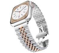 Baozai Compatible con Apple Watch Band Series 5 de 44 mm y 42 mm, acero inoxidable con cierre de mariposa plegable para iWatch Series 5/4/3/2/1 Hombre